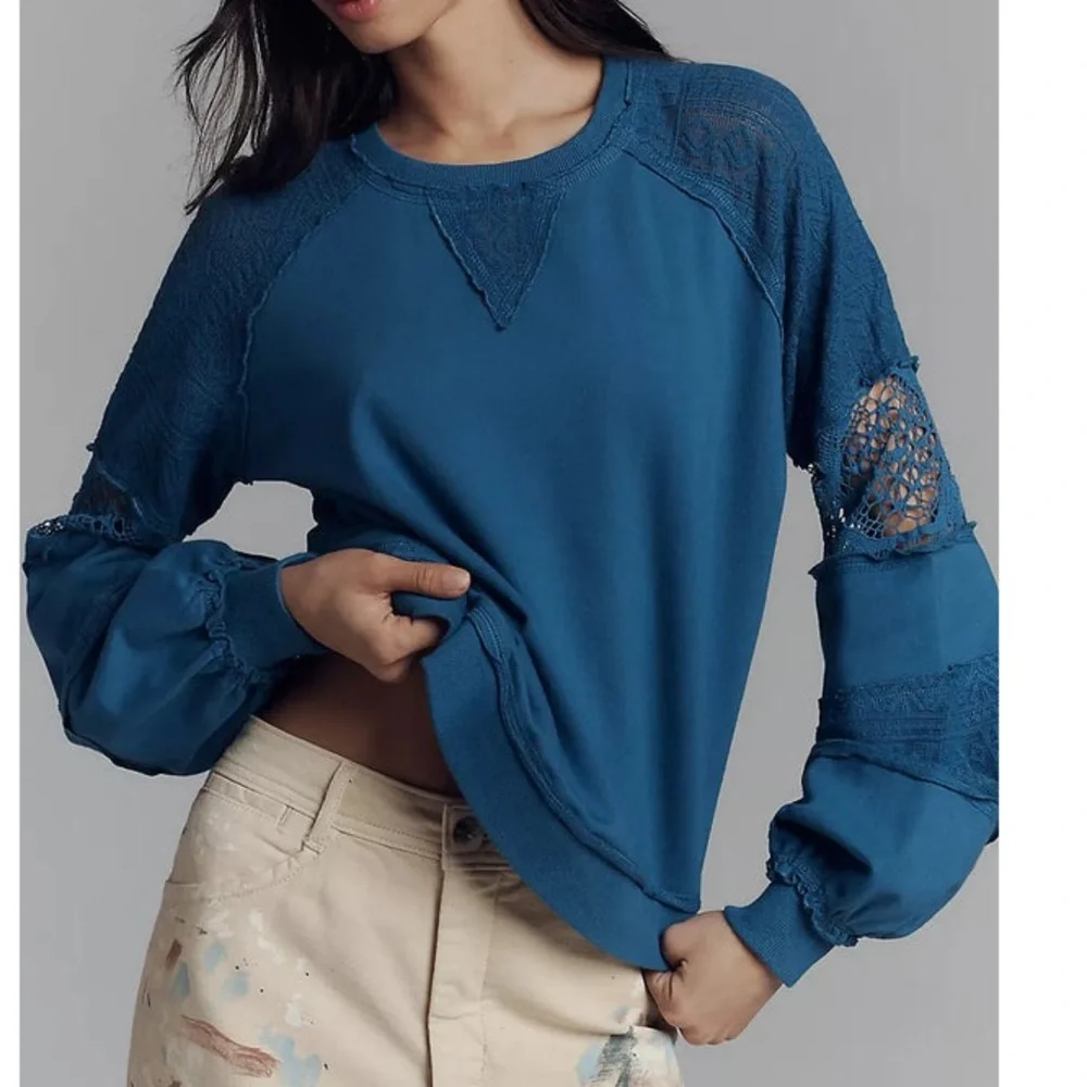 NWT Anthropologie lace balloon sleeve top